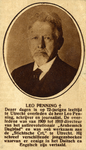 106047 Portret van Leo Penning (1854-1927) schrijver en journalist te Utrecht, die op 72-jarige leeftijd is overleden.